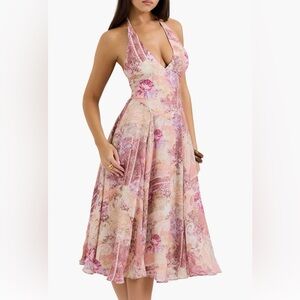 Pink Sleeveless Sundress with Sweetheart Neckline for Wedding Guest